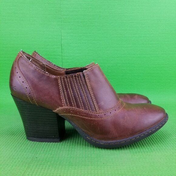 ✅BOC Brown Leather Ankle Booties Block Heels Womens 9.5 INSOLES LIFTING + DAMAGE - Picture 9 of 12